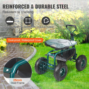Vevor - Garden Cart - Rolling Work Chair with Wheels - Garden Stool for Plants 360 Degree Swivel Chair - Cart Scooter with Handlebars - Green