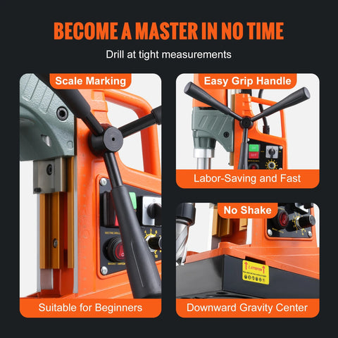 Magnetische Boormachine - Hamerboormachine - 2" Boringdiameter - 1450W - Elektrische Magneetboormachine - 800 RPM - 11 Boren - Kernboormachine - Oranje