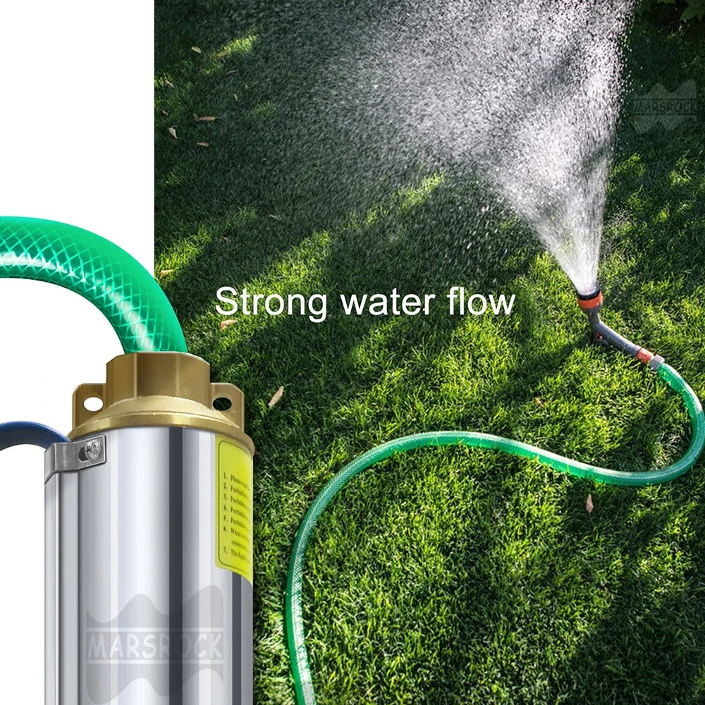 Waterpomp - Diepteput dompelpomp - Solar DC Diepteput pomp - DC12V - Roestvrij staal - 150W - Zilver