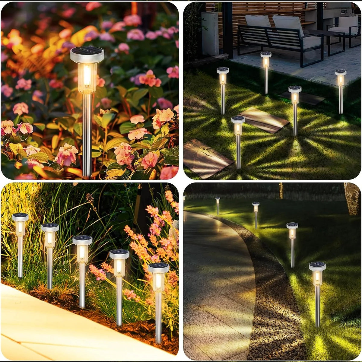 Solar Garden Lighting - Solar Garden Spotlight - Outdoor Solar Lawn Lighting - Waterproof - Courtyard and Garden Decoration - 2 Pieces - Warm White
