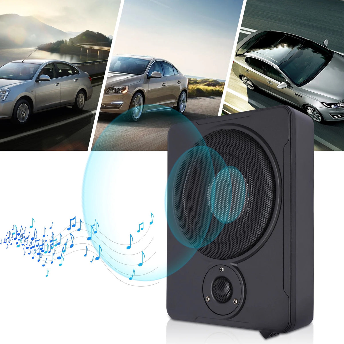 Auto Subwoofer Audio - Sub Bass Speaker - voor Auto of Truck Audio - Slim Kit - Onder Stoel - Actieve Subwoofer - 8Inch - 600W - Zwart - QUORE