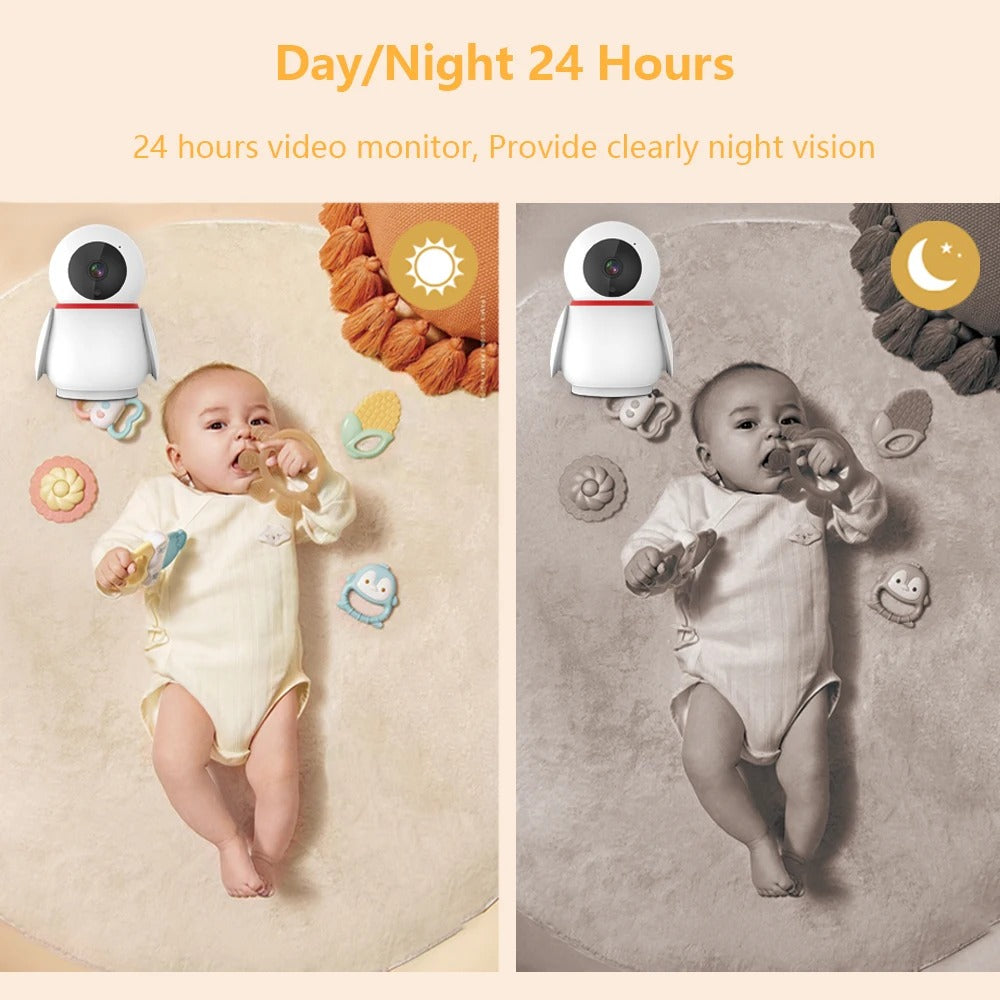 Baby Monitor - Baby Monitor with Camera - Baby Monitor - Indoor Camera - 4800mAh - 2MP - CMOS - Night Vision - PTZ Camera - 1080P - White