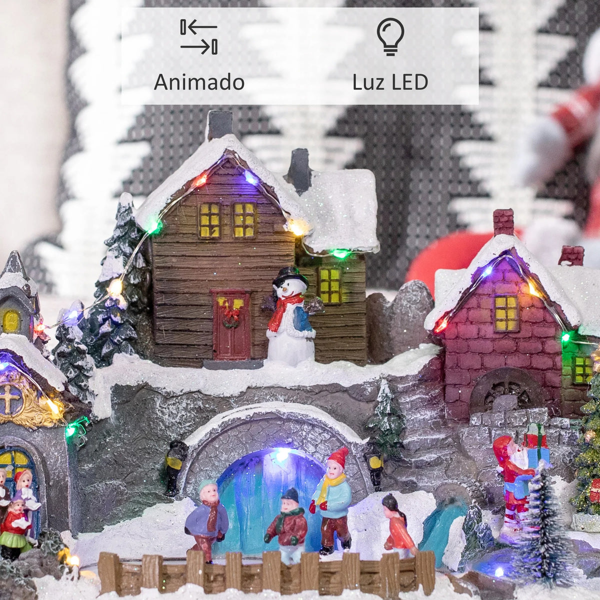 Homcom - Christmas Villages - Christmas Village Decoration - Christmas Villages with Lights - Resin Material - Multicolored