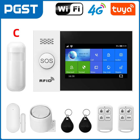 Alarmsysteem - Sirene - Smart Home Beveiligingssysteem - APP - Draadloos - SOS - 4.3 inch LCD - met Alexa - APP Bediening - PSTN - Wit