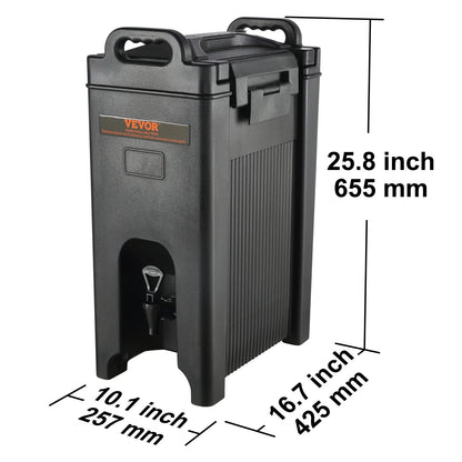 Dispenser - Drankdispenser - Geïsoleerde dispenser - Feestdispenser - Thermische drankdispenser - 5 gallon - Zwart - QUORE