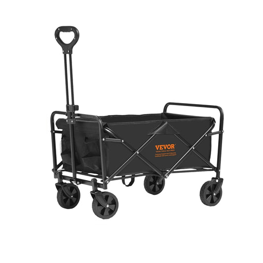 Vevor - Deeper Festival Trolley - Verstelbare stuurstang - 600D Oxford Cloth with PVC Coating - lron Frame - Wagon for Camping Shopping Garden - 220 lbs capaciteit - Zwart - QUORE