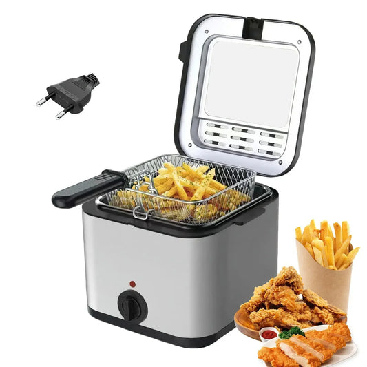 Frituurpan - Elektrische Frituurpan - Frituurmachine - Verstelbare Thermostaat - Keuken Koken - Gebakken Kipgrill - 2,5L - 220V - 120W - Grijs