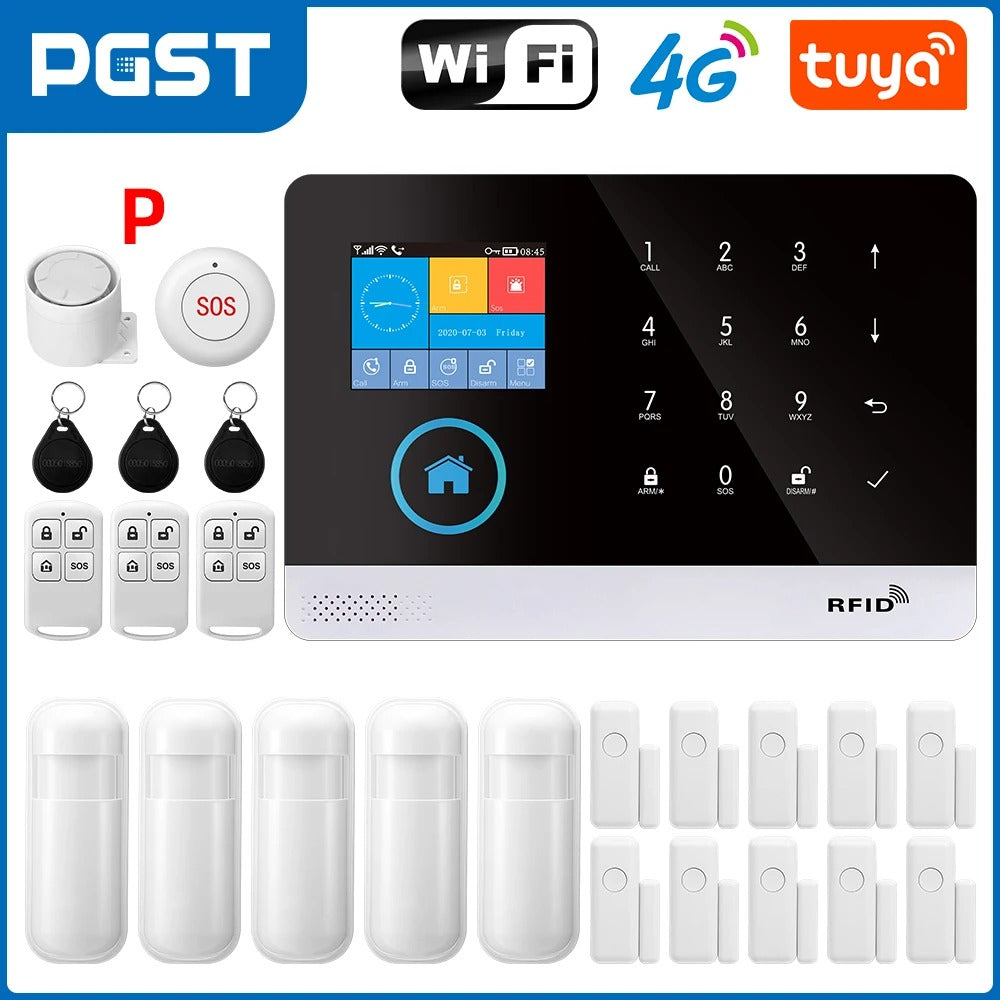 Alarmsysteem - Sirene - Smart Home Beveiligingssysteem - APP - Draadloos - LED-scherm - SMS - PSTN - GPRS - voor Deuren en Ramen - Wit - QUORE