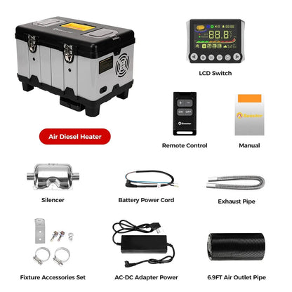 Dieselverwarmer - Elektrische Kachel - Gereedschapskistvormige Dieselluchtverwarmer - 8KW - Verwarming & Ventilatoren - 35db - 240V - 6L - Zilver