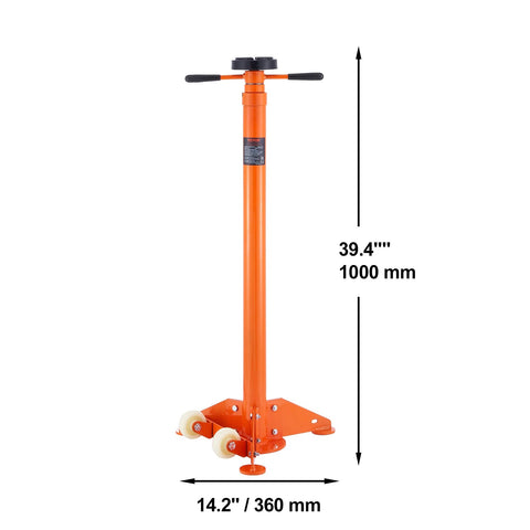 Vevor - Underhoist Stand - Capaciteit 3/4 ton - Paalkrik - Heffen van 43,3" tot 70,9" - Driehoekige basis - Twee wielen voor ondersteuning van auto's - Oranje