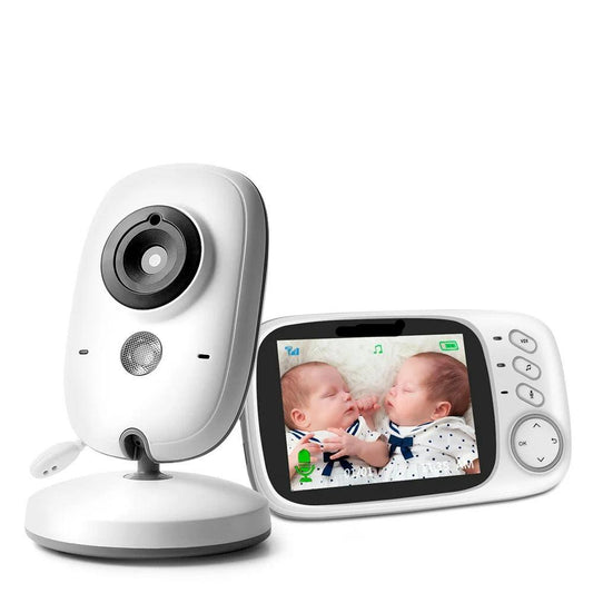 Babyfoon - Babyfoon met Camera - Baby Monitor - Binnencamera - 750mAh Li-polymer - 2.4G -  3.2 Inches LCD - 320 x 240pxl - 2-weg audio - Nachtzicht - CMOS - Wit - QUORE