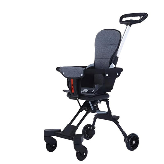 IMBABY - Kinderwagen - Draagbaar - Opvouwbare Trolley voor Baby's - Lichtgewicht - Vierwielige Kar - Met Kussen - Zwart - QUORE