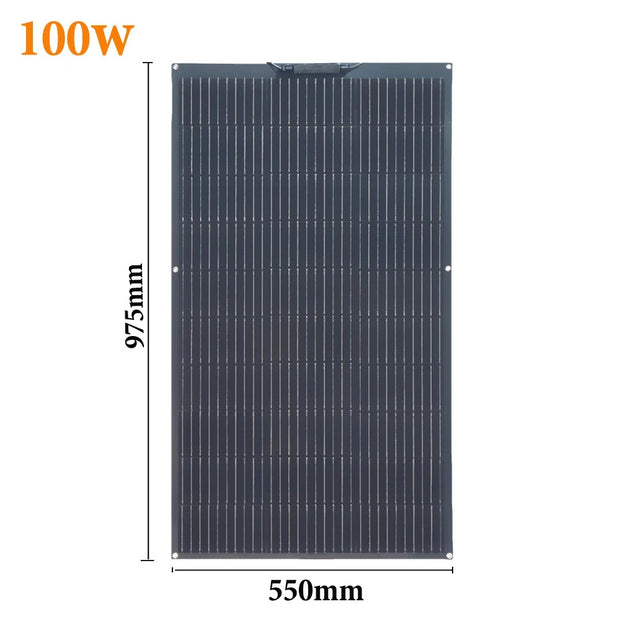Xinpuguang - Solar panel - Waterproof - Flexible solar panel - Photovoltaic panel - For home, camper, roof, boat - Monocrystalline silicon - 100w - Black