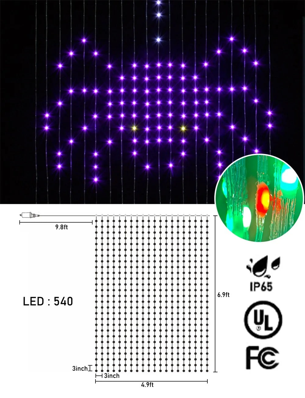 Elenut - Led koperdraad Lichtsnoer - Wifi APP-gestuurd - Kerstgordijnverlichting Raam - DIY Bruiloft Garland Lichtsnoer Binnen Buiten Decoratie - 540LED - Multicolor - QUORE