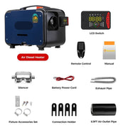 Dieselverwarmer - Elektrische Kachel - 8KW - Bluetooth-app en Afstandsbediening - Ultrastille Nachtverwarming voor Camper, Camper, Tent, Huis - A2105L-Schakelaar - Blauw