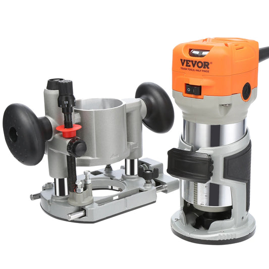 Vevor - Bovenfrees - Houtfrees - Elektrische Handtrimmer - Hoge Kwaliteit - 6 Variabele Snelheden - 30000RPM - 220V - 800W - 1.25HP - Oranje
