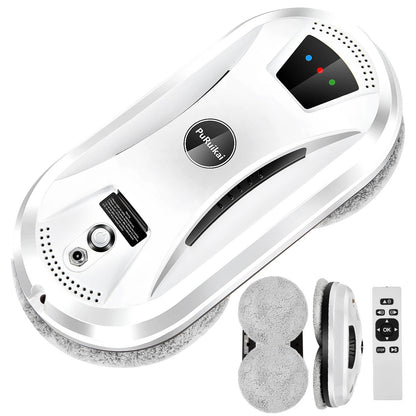 PuRuiKai - Robot Window Cleaner - Electric Glass Cleaner with Remote Control for Home - <800W - 240V - Cord Length 5M - White