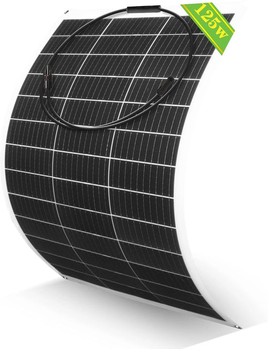 JingYangPV - Solar panel - Waterproof - Flexible solar panel - Mono solar cell - For home packages Camper Boat Car - Monocrystalline silicon - 2x125W PET panel - Black