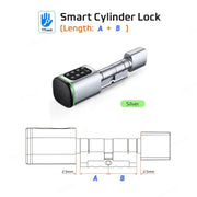 Smart door lock - Smart Lock - Electric door lock - RFID card - Adjustable TTLock - APP - Password - Euro cylinder lock - Digital Keyless Replacement Alexa - Silver