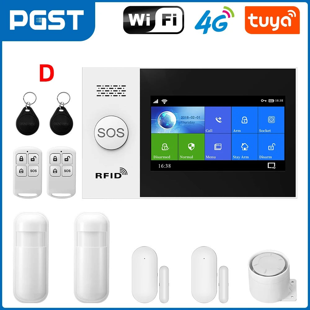 Alarmsysteem - Sirene - Smart Home Beveiligingssysteem - APP - Draadloos - 4.3 inch LCD - APP Bediening - met Alexa - SOS - PSTN - Wit