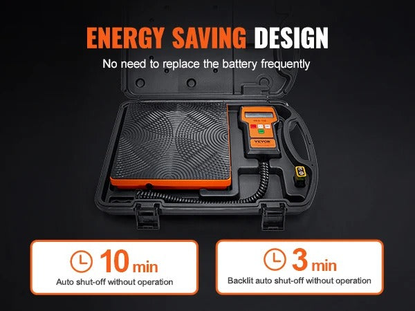 Vevor - Refrigerant Scale - HAVC Charge Recovery - Freon Scale - with Wired Remote - 220 LBS - High Accuracy - Metalworking - Black and Orange