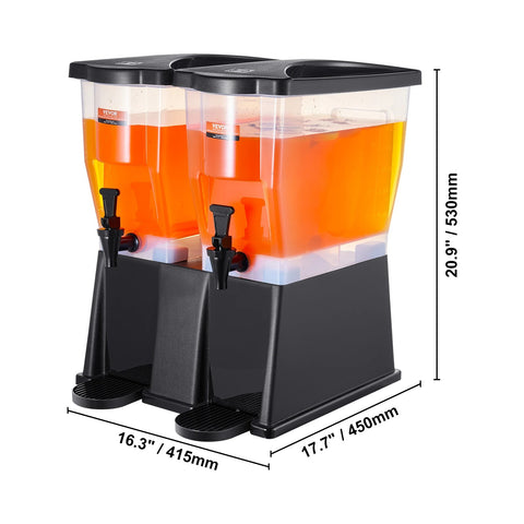 Vevor - Dispenser - Beverage dispenser - Party dispenser - Plastic juice dispenser - for restaurants, hotels and parties - 2 x 2.5 Gal - PP material - Black