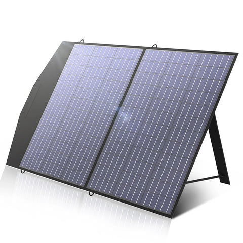 AllPowers - Zonnepaneel - Draagbaar - Waterdicht - Opvouwbaar zonnepaneel - voor Camping RV Tuin Dak - Polykristallijn Silicium - 18V - 100W - Zwart