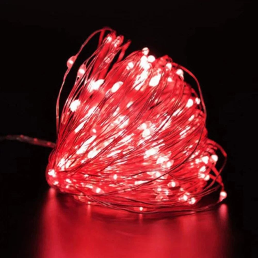 Cwylod - Led koperdraad Lichtsnoer - Waterdicht - LED Lichtsnoer - Werkt op Batterijen - DIY Bruiloft Feest Kerstdecoratie - 3V - 5m - Rood - QUORE