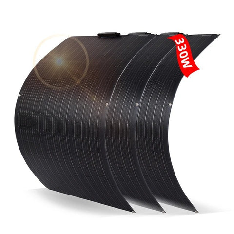 JingYangPV - Zonnepaneel - Waterdicht - Flexibel zonnepaneel - Monokristallijn silicium - Voor thuissysteemkits RV Boot Auto - 3x110W ETFE-paneel - Zwart