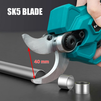 Elektrische Snoeischaar - Snoerloze Takkenschaar - Tuinschaar - Draadloze - Borstelloze Motor - met Draagtas - 40mm Snijbreedte - Koolstofstalen Mes - Zonder Accu en Oplader - 18V - Blauwgroen - QUORE