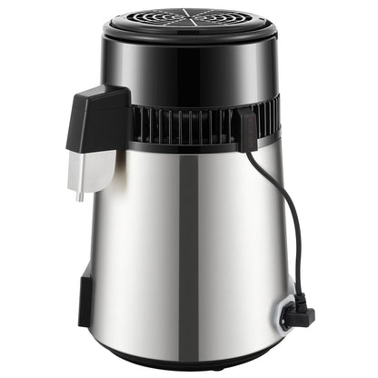 Water Destilleerapparaat - 4 Liter - 1,5L/H distillatiesnelheid - Waterontharder - 304 Roestvrij staal - Overheat Protection - tot 100 Graden - Zilver - QUORE