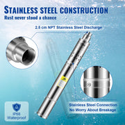 Diepe put dompelpomp - Rioolpomp - 550W - 2850TPM - 35L/Min - IP68 - Grote stroomsnelheid, hoge opvoerhoogte, water extraheren - Zilver - QUORE