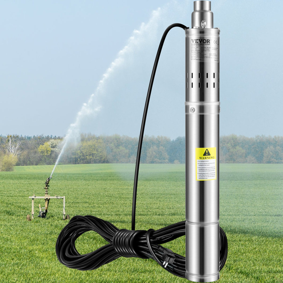 Diepe put dompelpomp - Rioolpomp - 550W - 2850TPM - 35L/Min - IP68 - Grote stroomsnelheid, hoge opvoerhoogte, water extraheren - Zilver - QUORE
