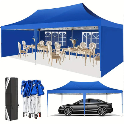 Pop Up Tent – Vouwtent – Partytent – Gazebo – Voortent – 10x20 Meter – UV50+ Bescherming – 6 Afneembare Zijkanten – Blauw