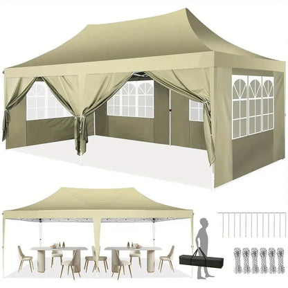 Pop-Up Voortent – Partytent – Tuinkamer – Markttent – Zonnetent – 3,05x6,1 Meter Ruim – Verwijderbare Zijwanden & Zware Hexagonale Poten
