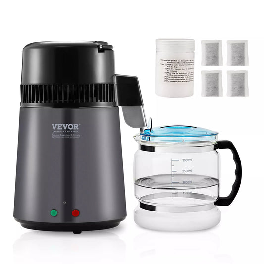 Water Filter - Water Distiller - Water Filter Survival - Water Distiller - Water Purifier - Pure Water Purification Filter - For Home - Countertop4L - 750W - Stainless Steel Internal Distiller - Gray