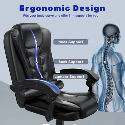 Ergonomische bureaustoel - Gaming stoel - Stoel - Kantoor - Wielen - Zwart