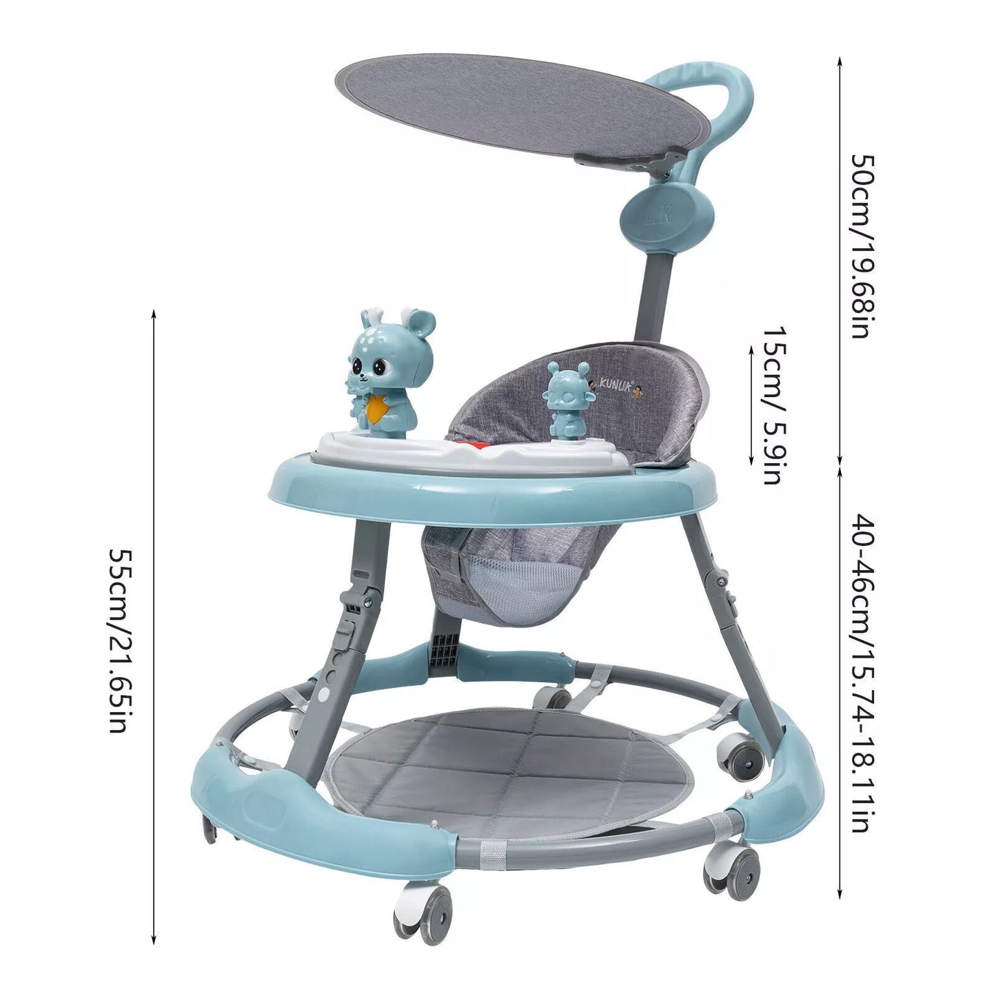 Opvouwbare loopwagen - Baby's - Verstelbaar - Kinderwagen 6-18 maanden -  Blauw