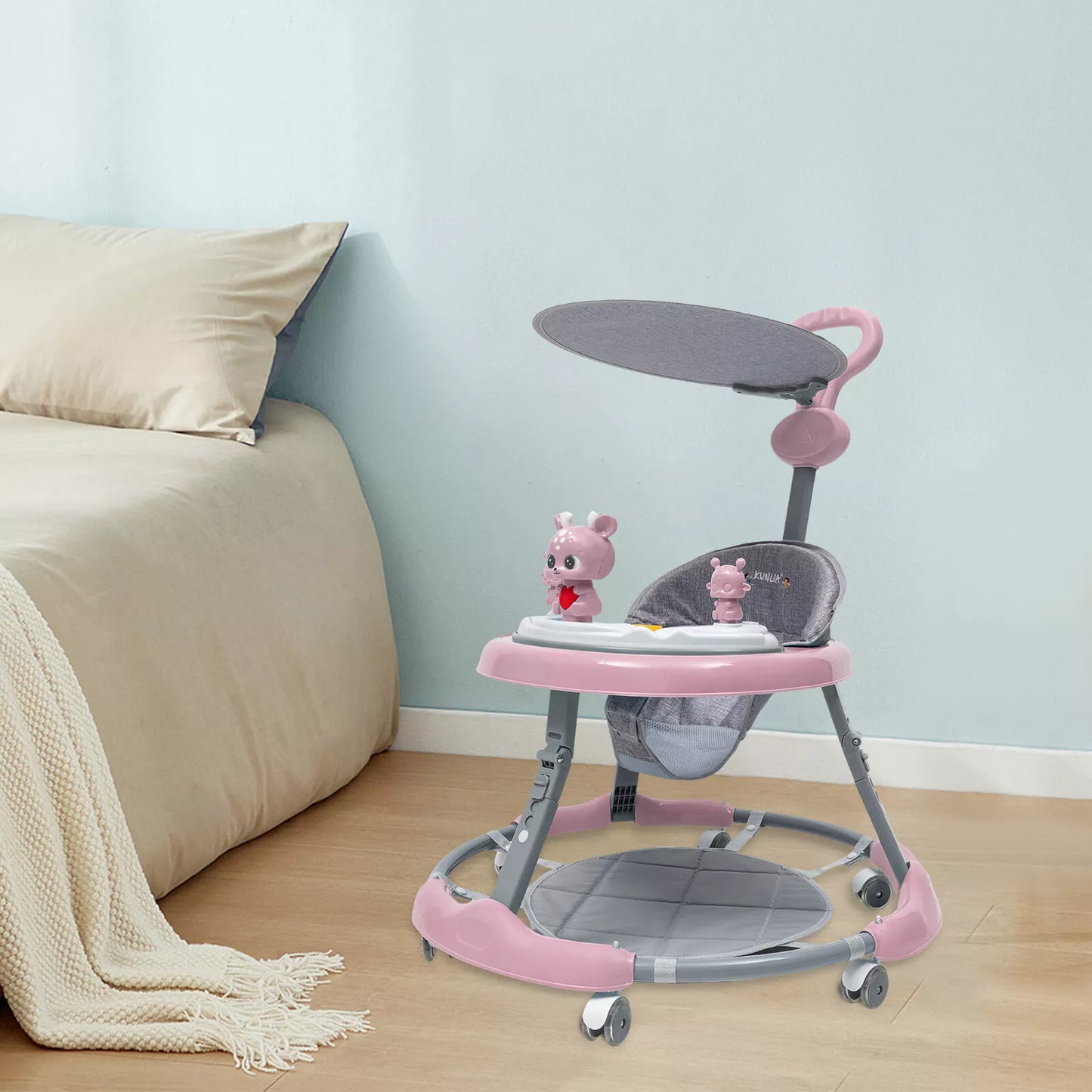 Opvouwbare loopwagen - Baby's - Verstelbaar - Kinderwagen 6-18 maanden - Roze