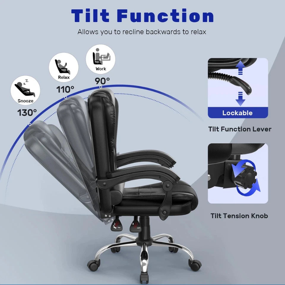 Ergonomische bureaustoel - Gaming stoel - Stoel - Kantoor - Wielen - Zwart