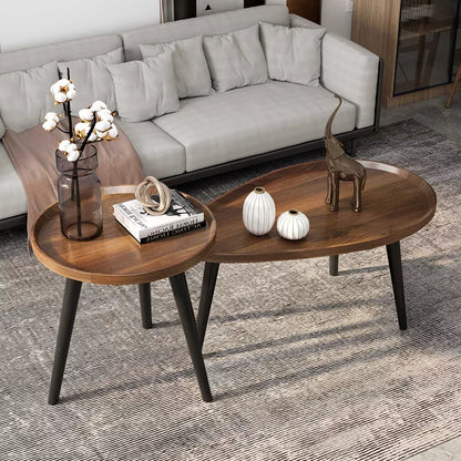 Salontafelset van 2 - Kleine tafel - Woonkamer - Hout - Tafel - Walnoot