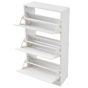 Shoe rack - Shoe cabinet - 3 folding drawers - 60 x 23.7 x 120 cm - P2 chipboard - white