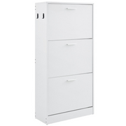 Shoe rack - Shoe cabinet - 3 folding drawers - 60 x 23.7 x 120 cm - P2 chipboard - white
