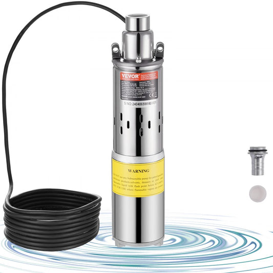Waterpomp - Zonne-waterpomp - Diepwaterpomp - Dompelbaar - 12V DC - 369W - 8,4GPM - voor waterput - Boerderij-ranchirrigatie - Zilver